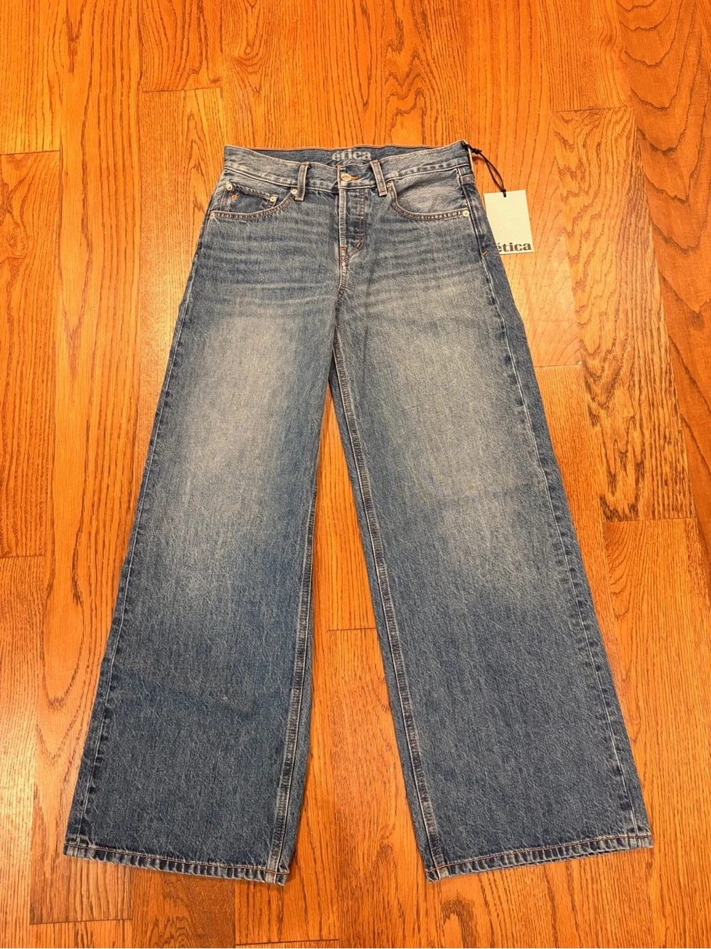 Etica Wide-Leg Jeans in Washed Blue